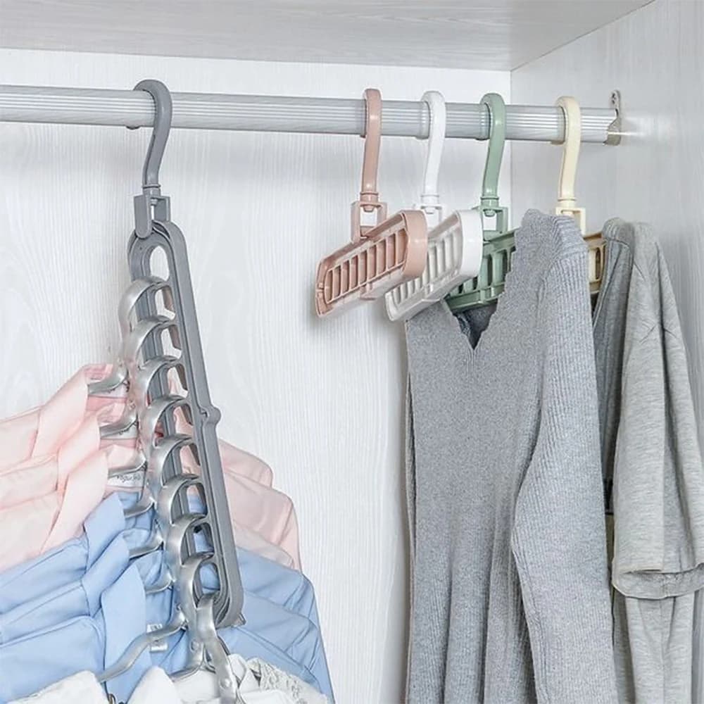 Appendiabiti multifunzionale a nove fori, appendiabiti magico pieghevole, accessorio salvaspazio per la camera da letto.