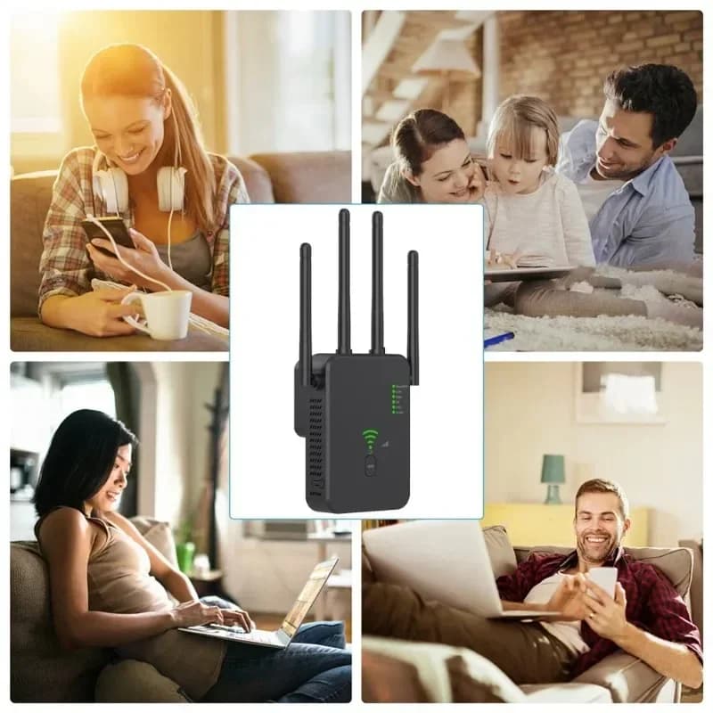 Dual-Band WiFi Repeater - 1200/300Mbps, Boosts 2.4G & 5G WiFi Signal, 802.11ac Gigabit Amplifier with WPS