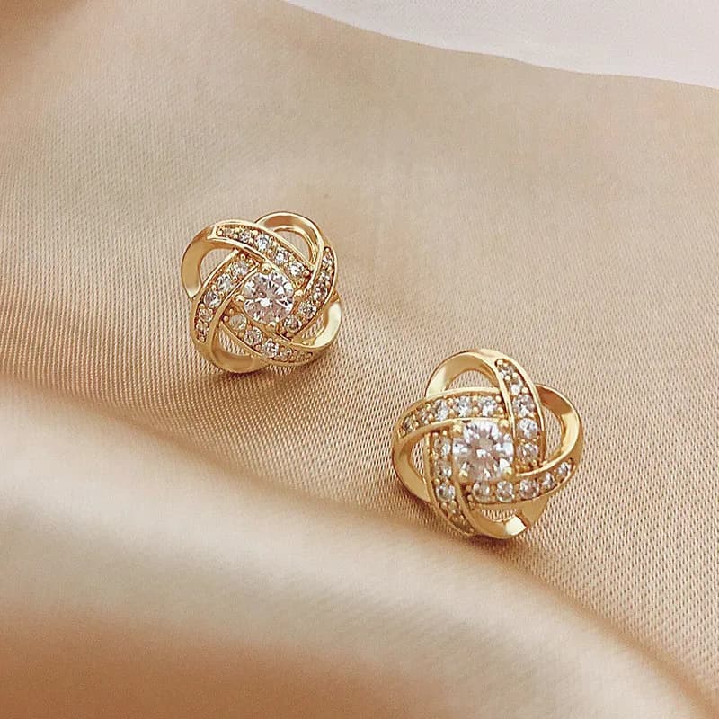 Orecchini in cristallo pieno di moda coreana con ago in argento 925 per gioielli da donna 2025 Trending Nuovi orecchini a bottone con fiore geometrico Brinco
