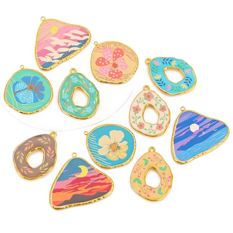 3 pendenti in acciaio inossidabile con smalto colorato, alba/ tramonto, per braccialetti fai da te, orecchini, gioielli, creazione di accessori