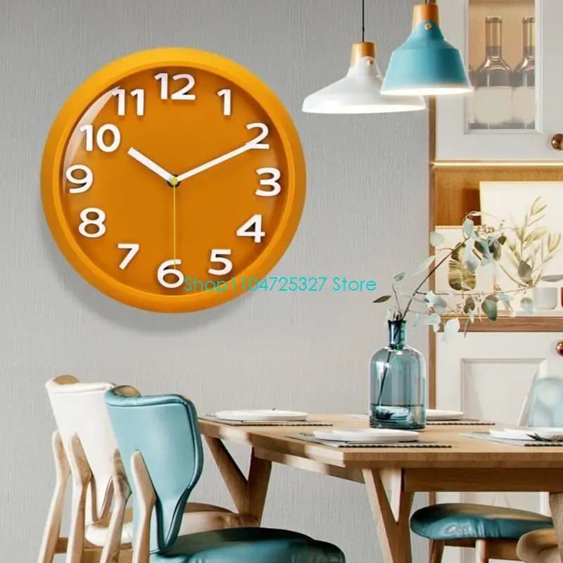 D8KF Wall clock with bold numeric display, silent movement, multi-purpose interior style