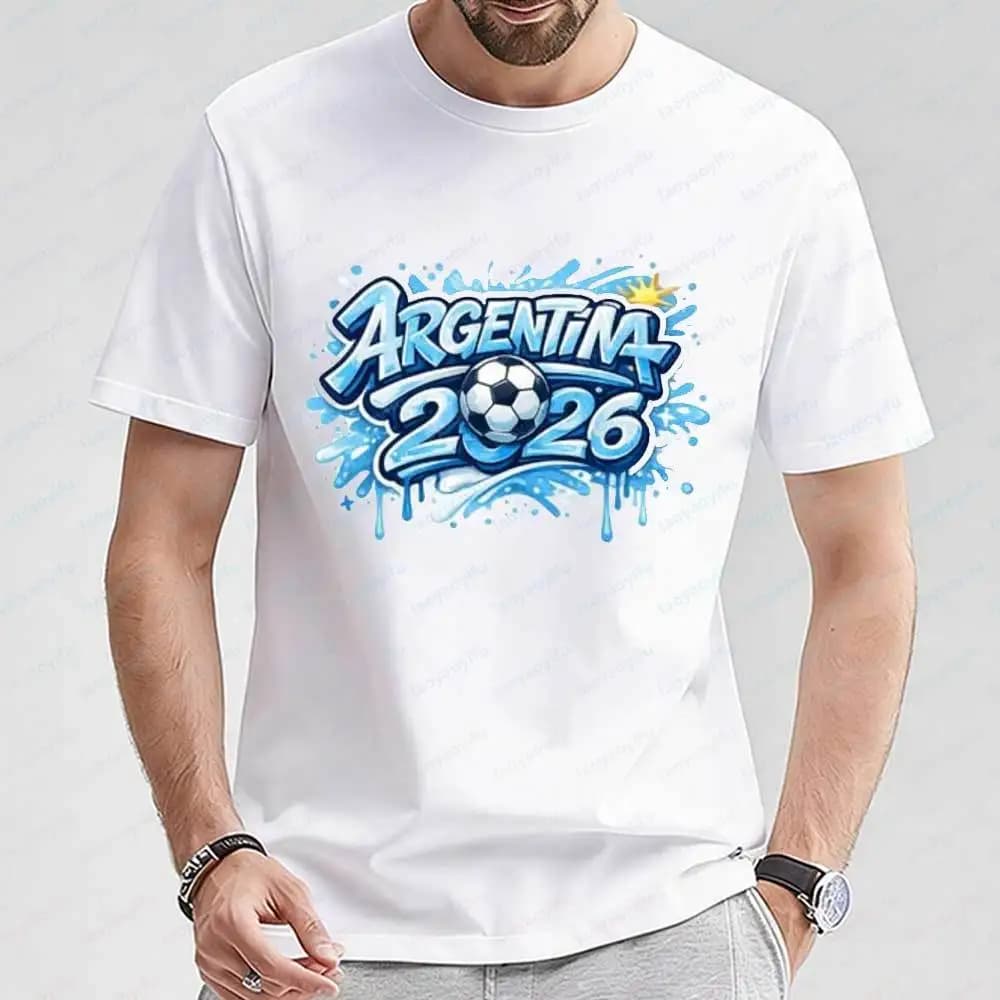 2026 Soccer Argentina T-Shirt for Men Cool Argentina Football Fan Graphic Tee Cotton 2026 Soccer Sportswear Summer Trendy Tops