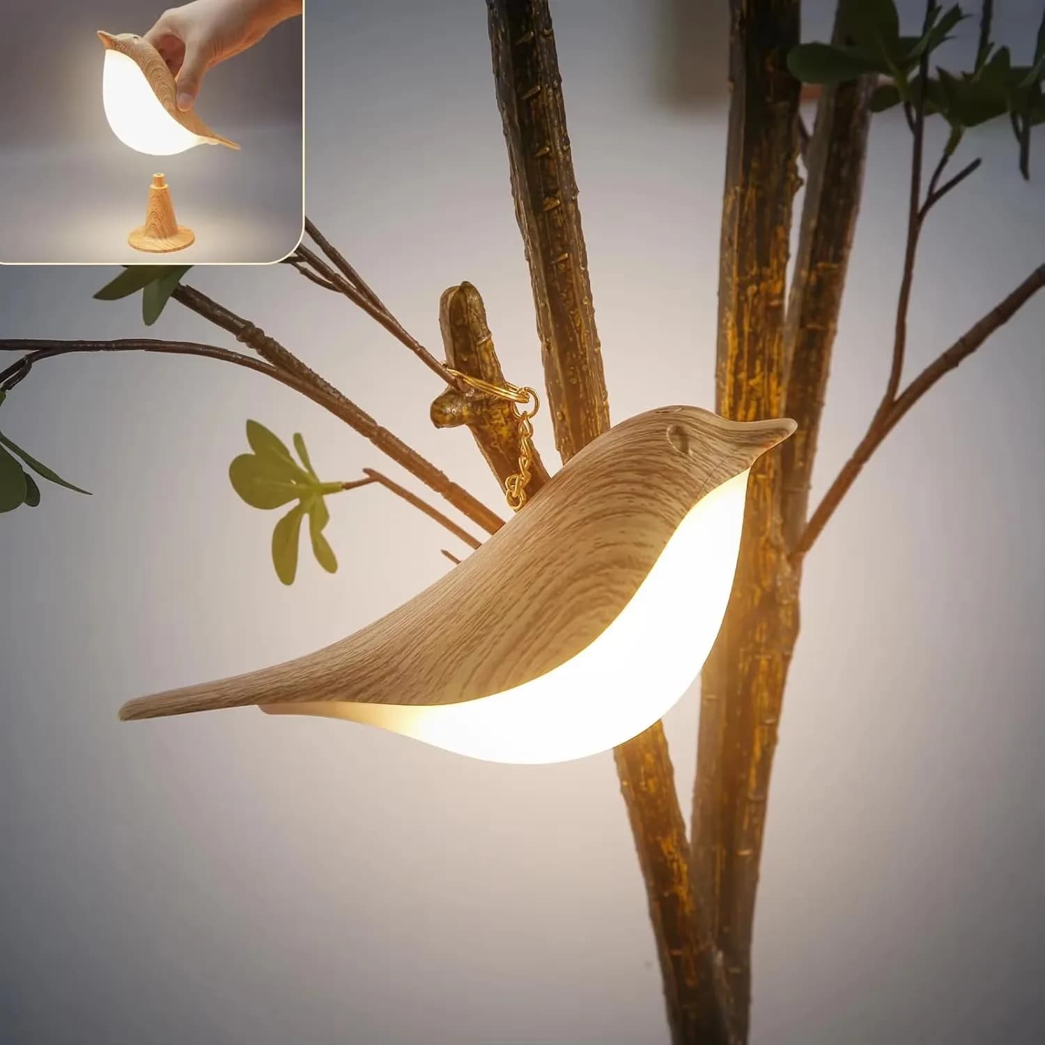 Lampada da notte a LED Uccello/Anatra/Coniglio Cartoon Silicone/Legno Luce per dormire USB Ricaricabile TouchSensor Lampada da comodino per camera da letto per bambini