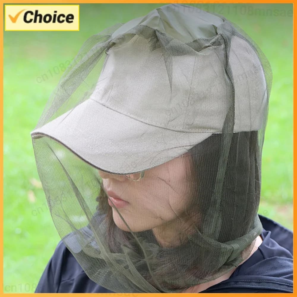 1/2 PCS Mosquito Hat Net Mesh Head Net Midge Net Hat Head Cover Mosquito Head Net for Outdoor Hiking Camping Walking Fishing