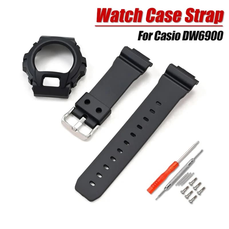 Resin Watch Strap and Case for Casio G-Shock DW6900 DW6600 DW3230 watchband men sport Soft Bracelet Accessories Wristband