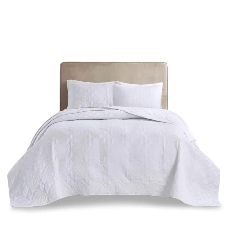 3 Piece Reversible Bedspread Set White King/Cal King