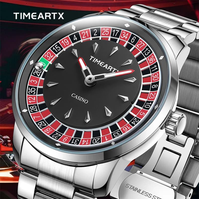 TIMEARTX nuovissimi orologi al quarzo di lusso uomo roulette europea gioco di poker orologio da polso