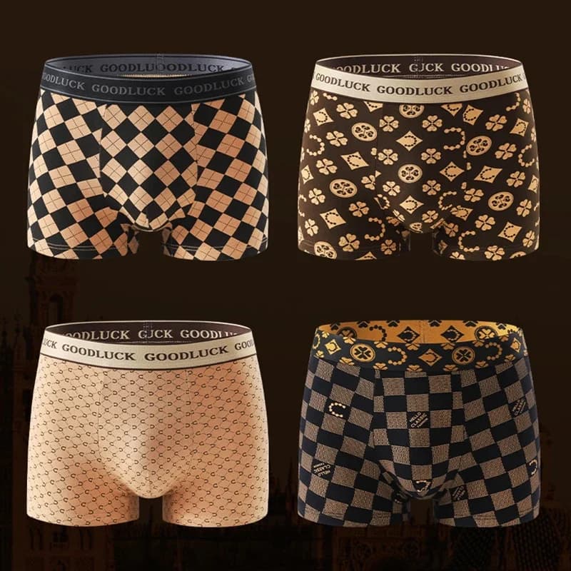 4pcs Men's sexy breathable boxer shorts, casual close fitting underwear, comfortable sports four cornered pants