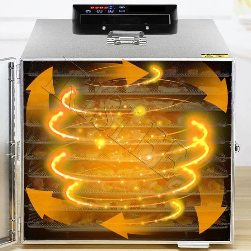 Macchina per frutta secca a 10 strati Macchina per uso domestico in acciaio inossidabile Verdura Frutta secca Disidratazione Essiccatore ad aria Essiccatore per alimenti 110 V-220 V