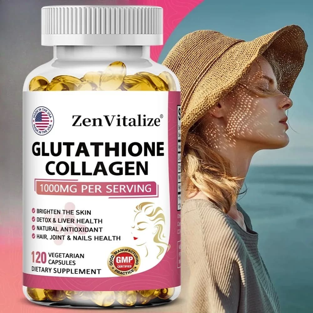 Capsule di Glutatione e Collagene per il Supporto del Tono della Pelle, Antiossidante e Cura Quotidiana della Bellezza, Anti-invecchiamento, Vegano, Naturale