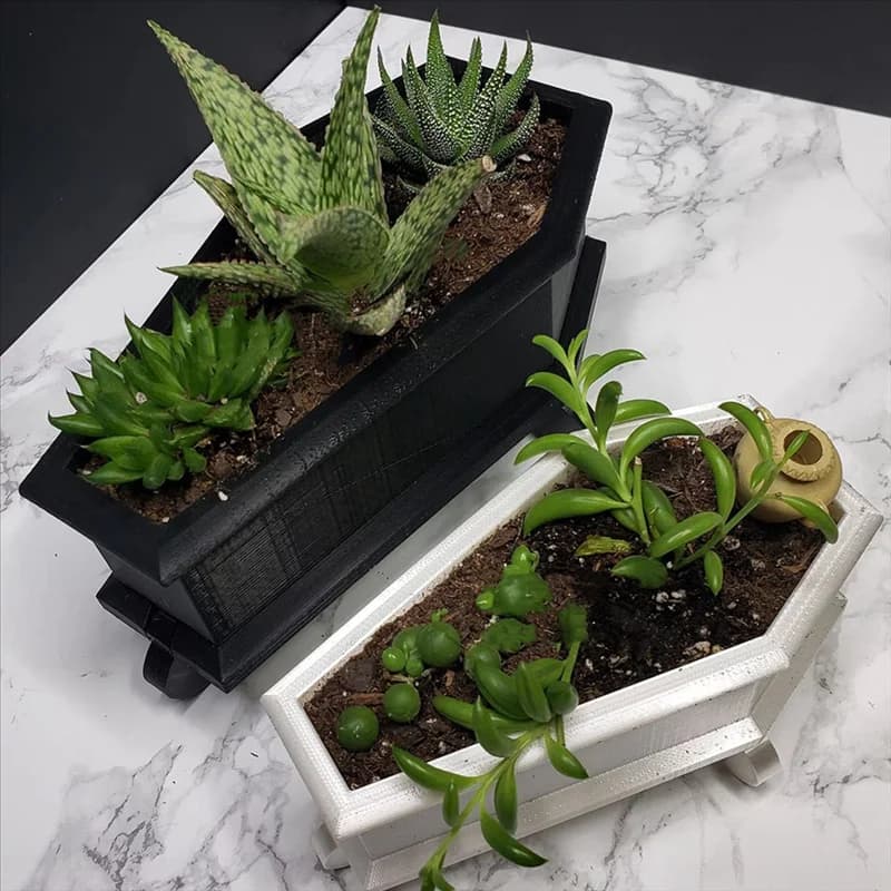 A19F-Coffin Mini vaso da fiori, supporto per decorazione piante succulente, ornamenti decorativi per vasi da fiori da tavolo