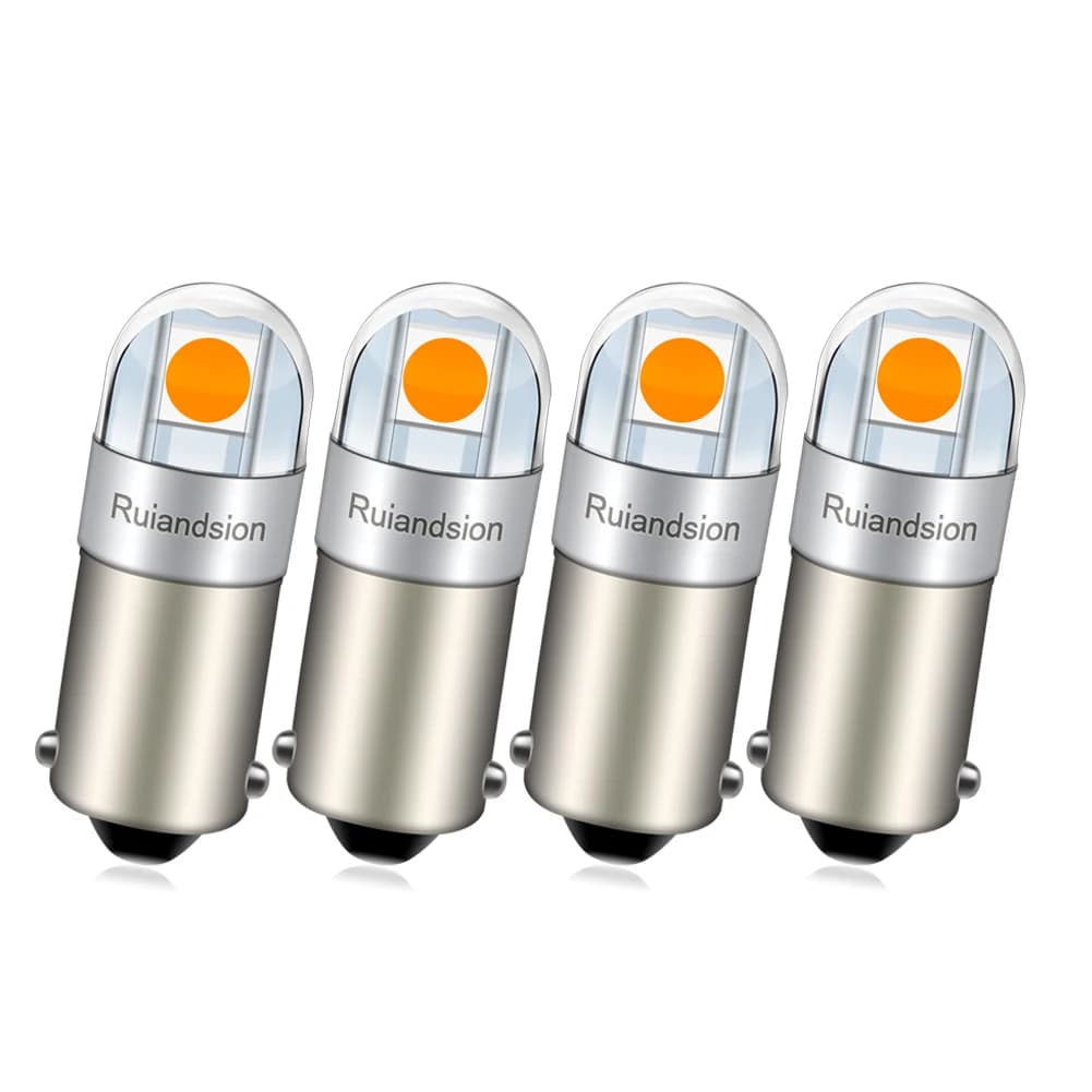 4PCS 6.3V BA9S 2 SMD 3030 LED Non polarity 6V 12V 24V 110V 220V Auto Bike Pinball Machine White Yellow 3000K