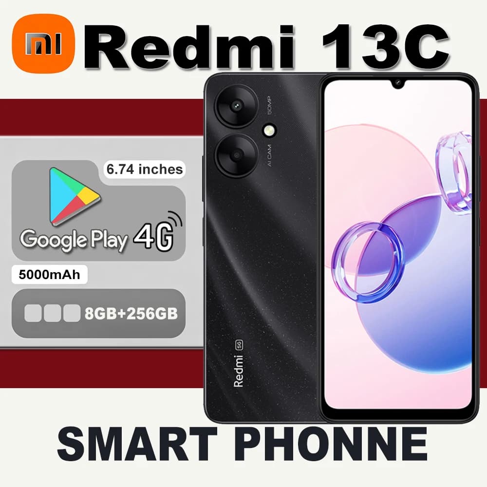 XIAOMI Redmi 13C original fashion smart phone 8GB+256GB/5000mAh long standby/side fingerprint/facial recognition/NFC support