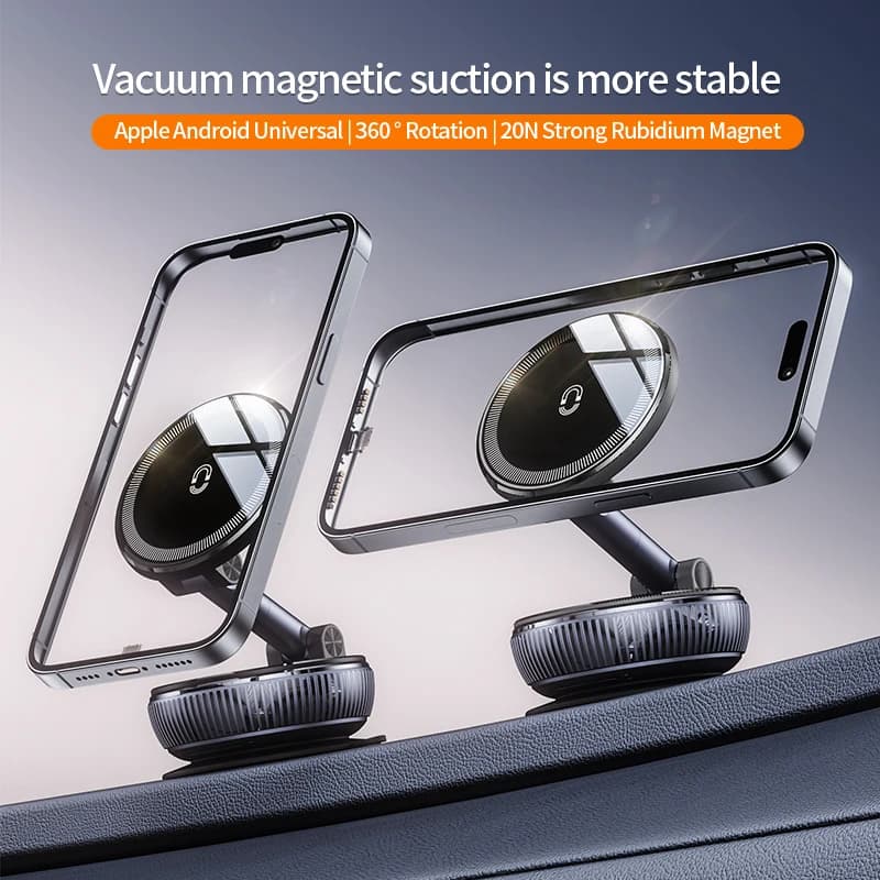 20N Vacuum Magnetic Car Mount – Foldable 720° 3‑Axis, 360° Rotation, Strong Suction, No Residue, Universal for iPhone &Android