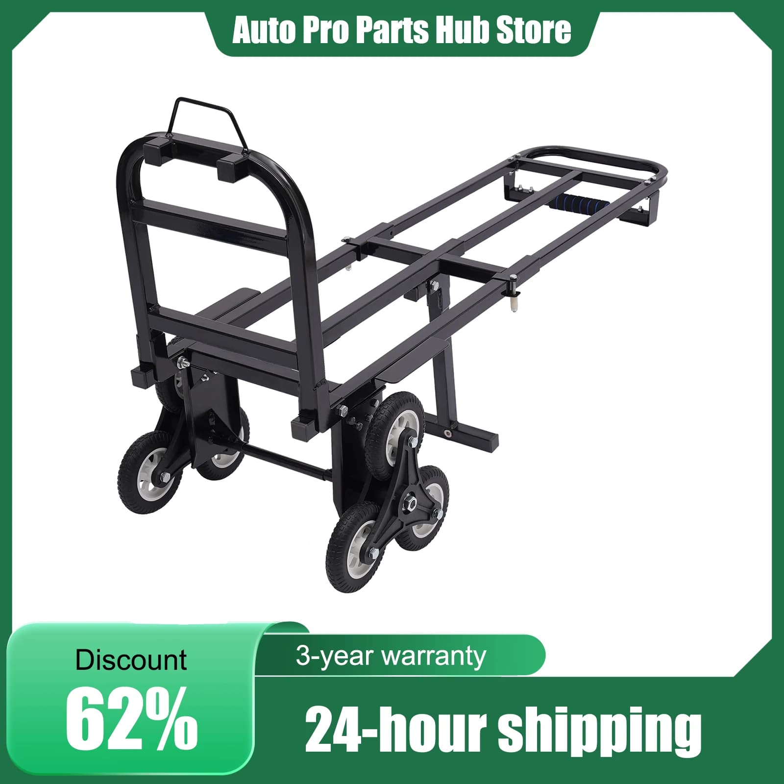 210kg/460lbs Capacity Portable Stair Climber, Hand Truck Folding Trolley, with 6 Wheels, Height Range 73-114.5cm