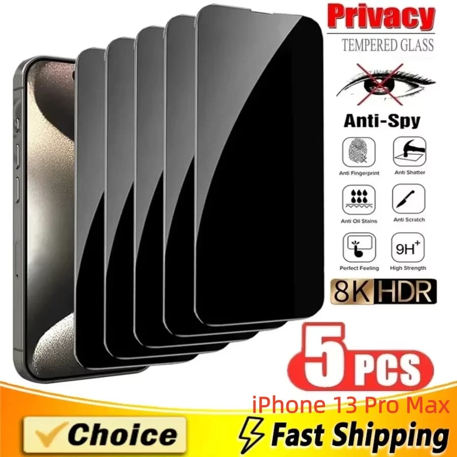 Protezione per la privacy da 5 pezzi per iPhone 13 Pro Max in vetro temperato