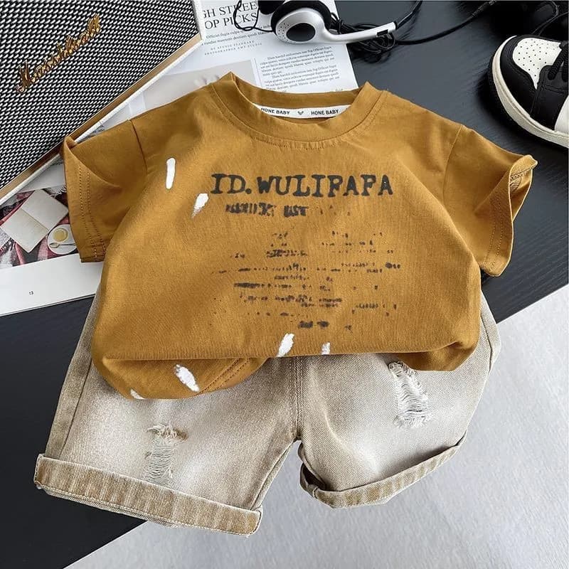 80-120 cm Vestiti per bambini Estate Sottile Allentato Casual Tuta per bambini Design popolare Neonato Abito a maniche corte T-shirt Pantaloncini