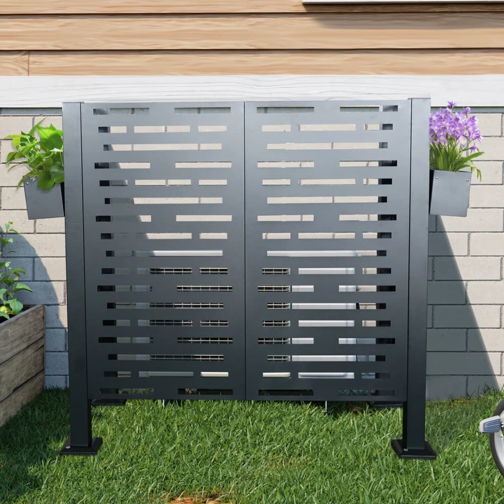 Ye 4*2 FT Metal Privacy Fence Cover for Outdoor Air Conditioner Units, Ideal to Conceal AC Units (W540133740)