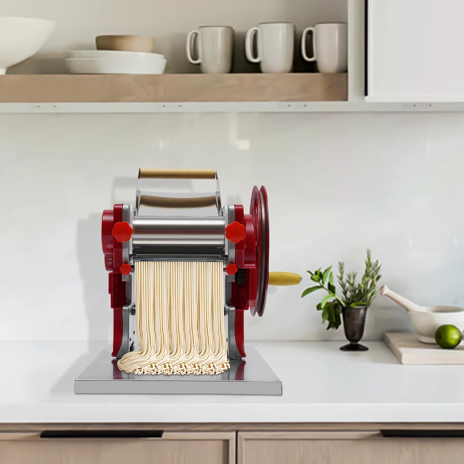 Macchina per la produzione di pasta, macchina per pasta a rullo manuale con tagliere, taglierina per tagliatelle per uso ristorante