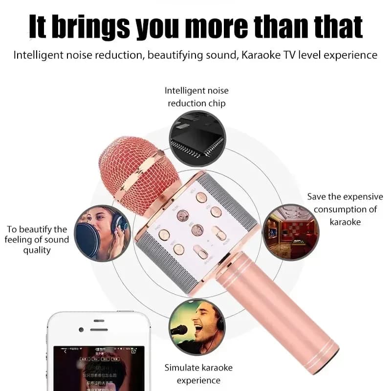 High Quality Multifunctional Bluetooth Microphone Mobile K-song Equipment Wireless Microphone & Speaker All-in-one for Home Use