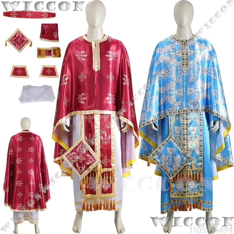 Abito medievale da prete in stile mediorientale 2025 Abiti di Halloween Cosplay Rosso Blu 2 colori Abito lungo da festa Carnevale Cos