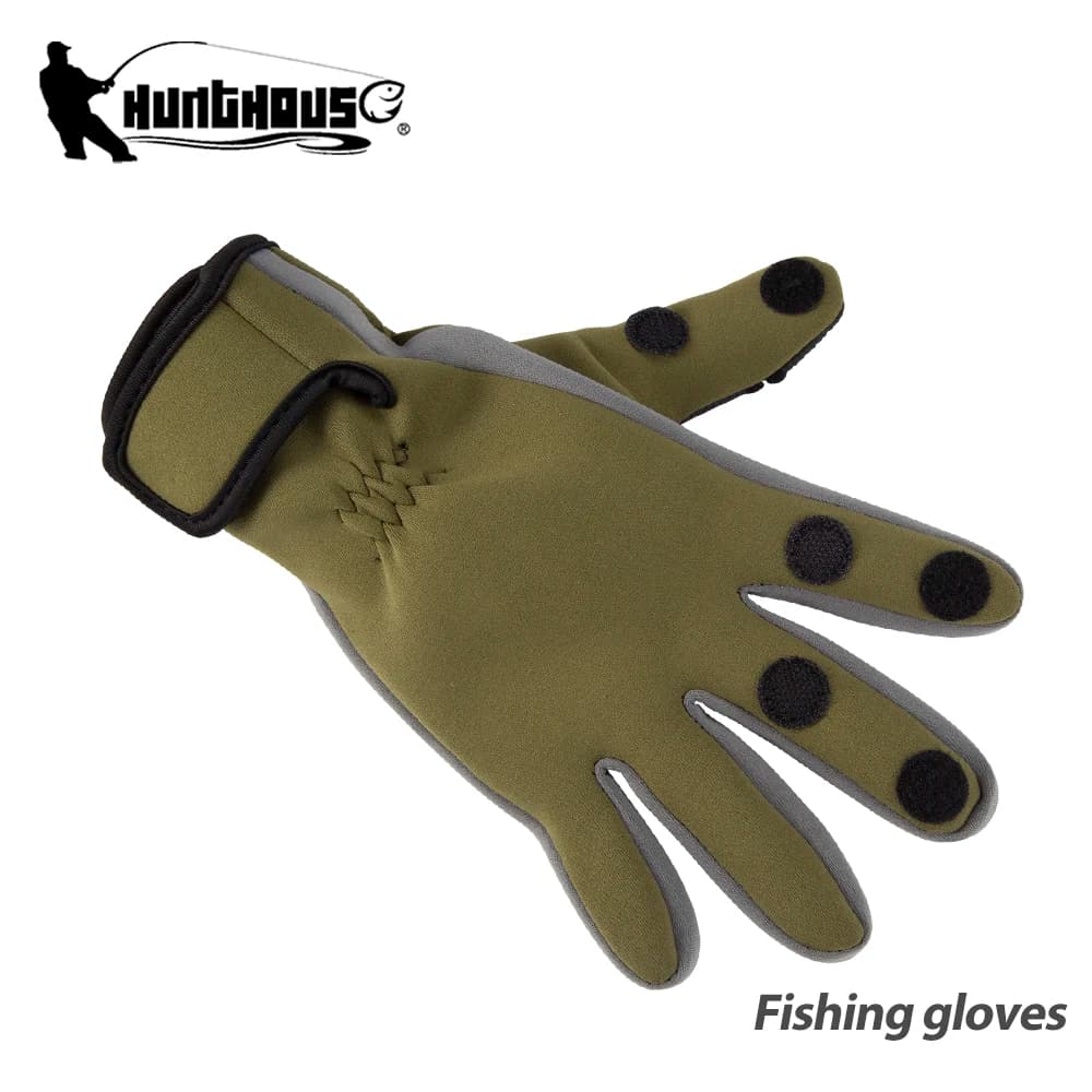 Hunthouse Fishing Gloves Winter Fishing Gloves in Two fingers PU Leather Breathable Fishing Accessories for Hot Fitness Fishing