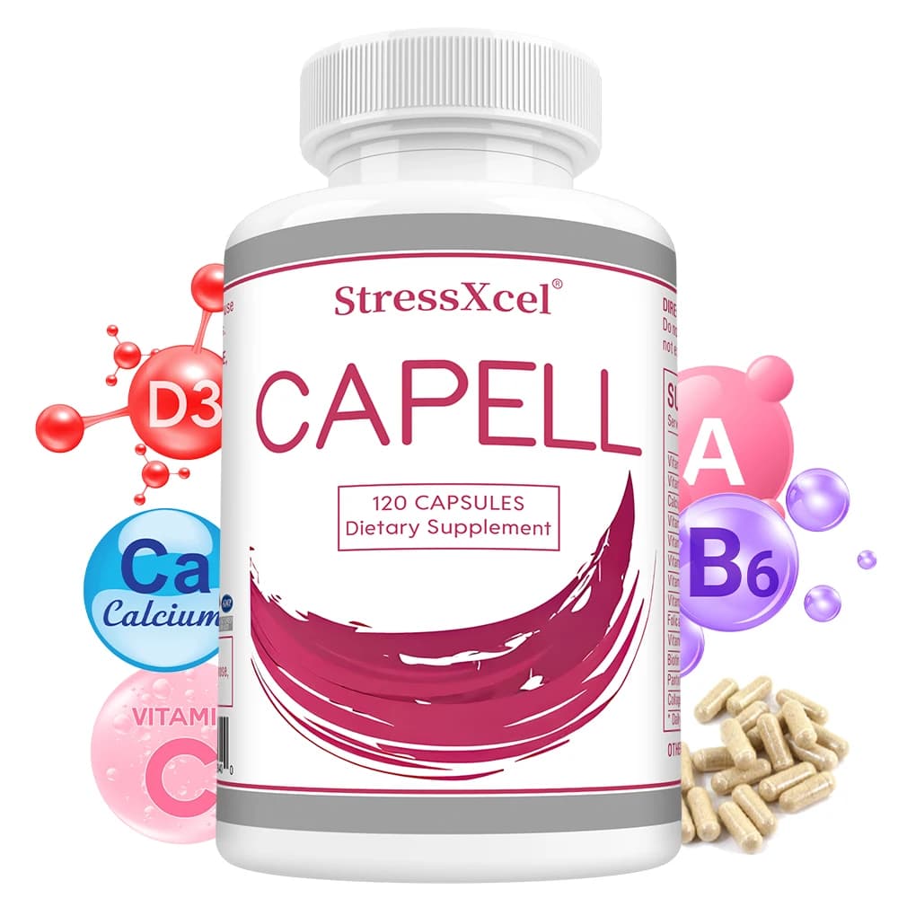 Collagen supplement capsules, rich in biotin and multiple vitamins, contribute to energy, bone, hair, skin, and nail health.