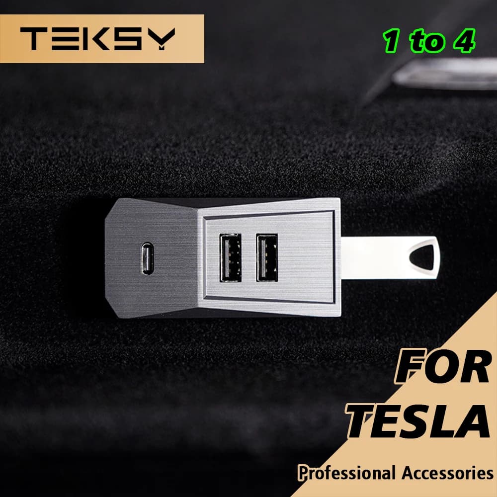 Glovebox Hub USB per Tesla Nuovo modello Y Launch Juniper 2025 Modello 3 Highland 2024 Porta Type-C Display digitale Splitter Docking
