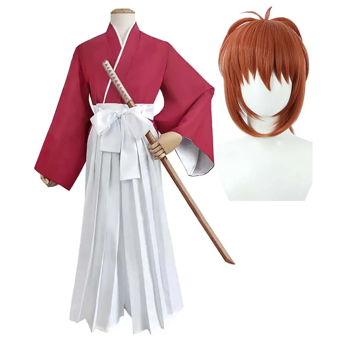 Halloween Anime Rurouni Men Himura Kenshin Kimono Costume or Wig