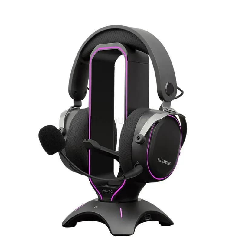 Supporto per Cuffie da Gaming con Luce RGB Respirante, Dock USB per PC, Decorazione per Scrivania da Gaming