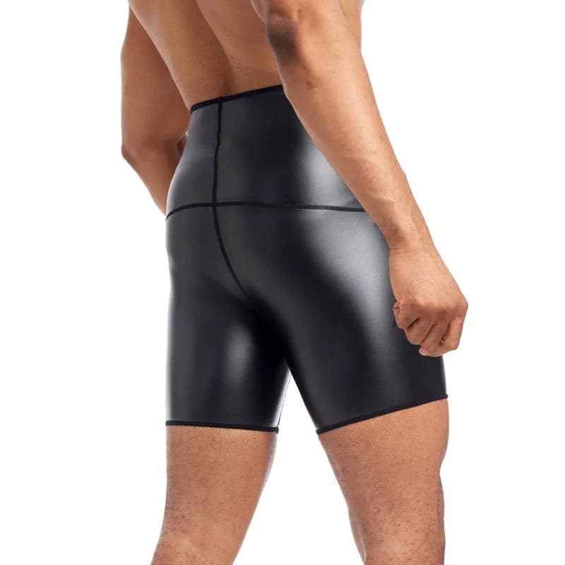 Pantaloncini in pelle elasticizzati da uomo, finitura lucida, modellanti, alla moda, giovanili, da motociclista, antivento e impermeabili.