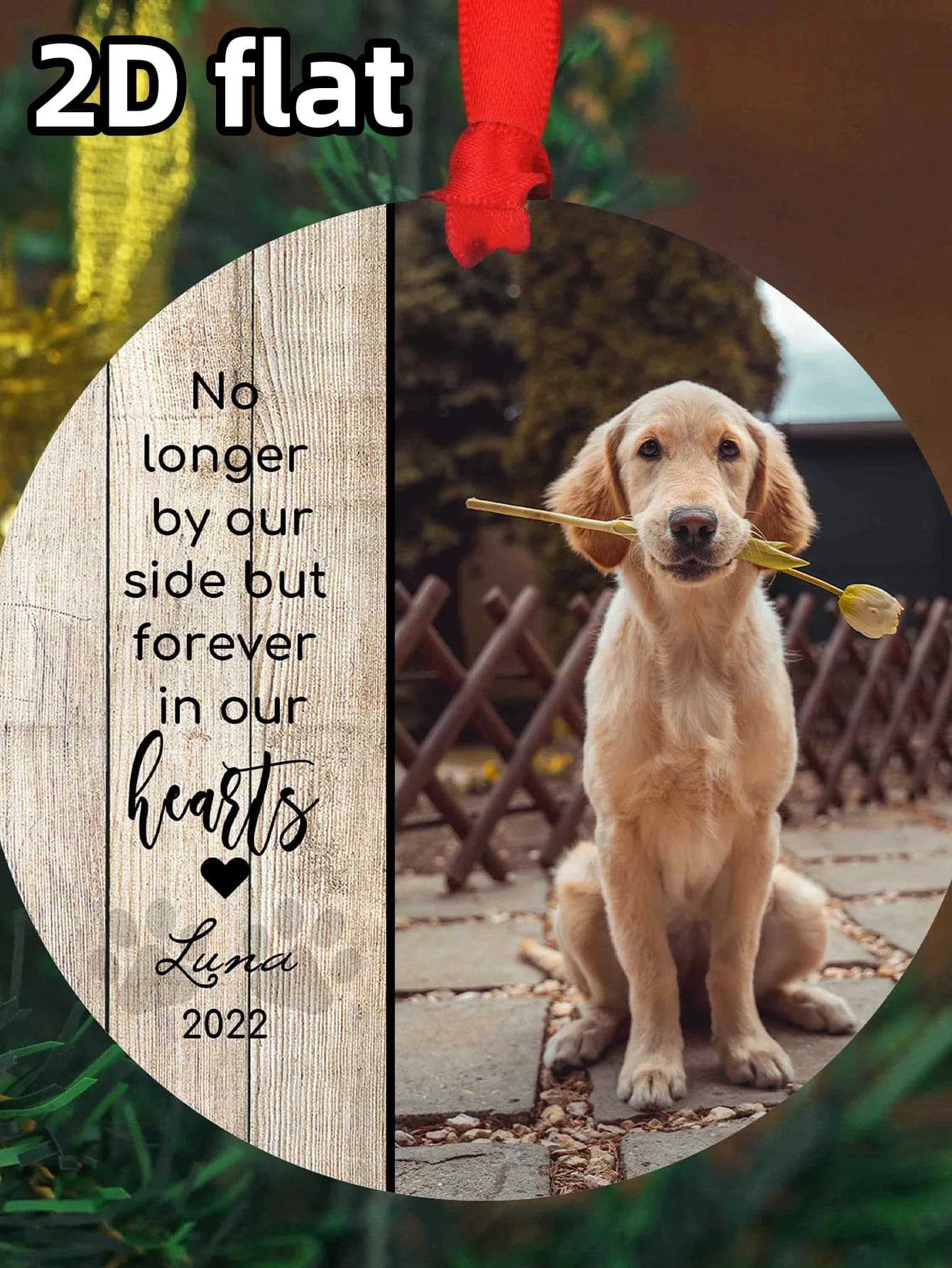Pet Memorial Christmas Keepsake Ornament – Personalized Dog Sympathy Gift – Custom Photo Decoration for Holiday Tree and Pet