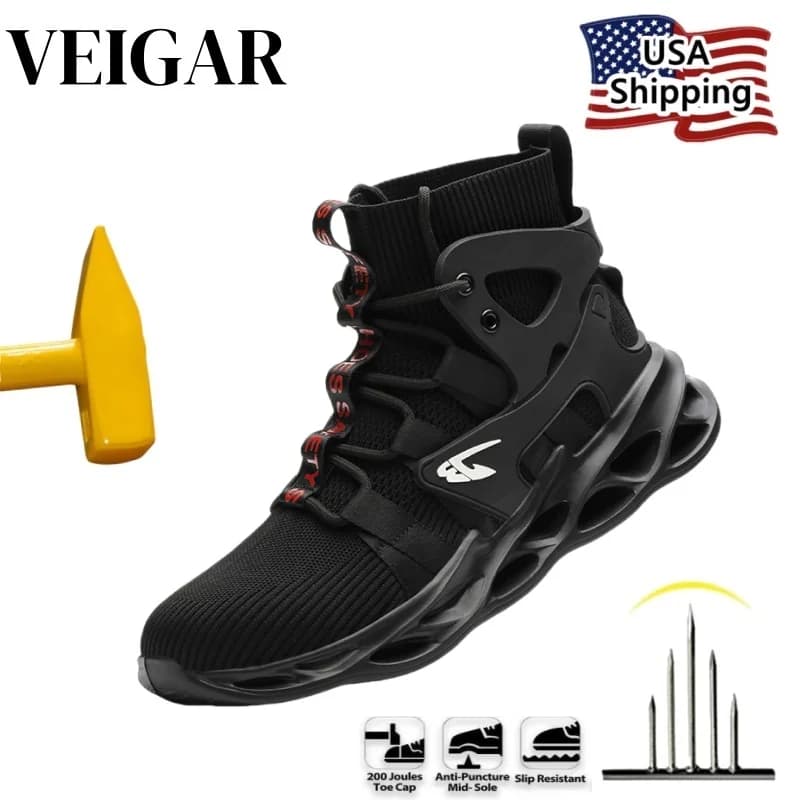 Scarpe da lavoro con punta in acciaio Scarpe antinfortunistiche comode ed elastiche da uomo per scarpe da ginnastica da lavoro Stivali protettivi leggeri di sicurezza da uomo