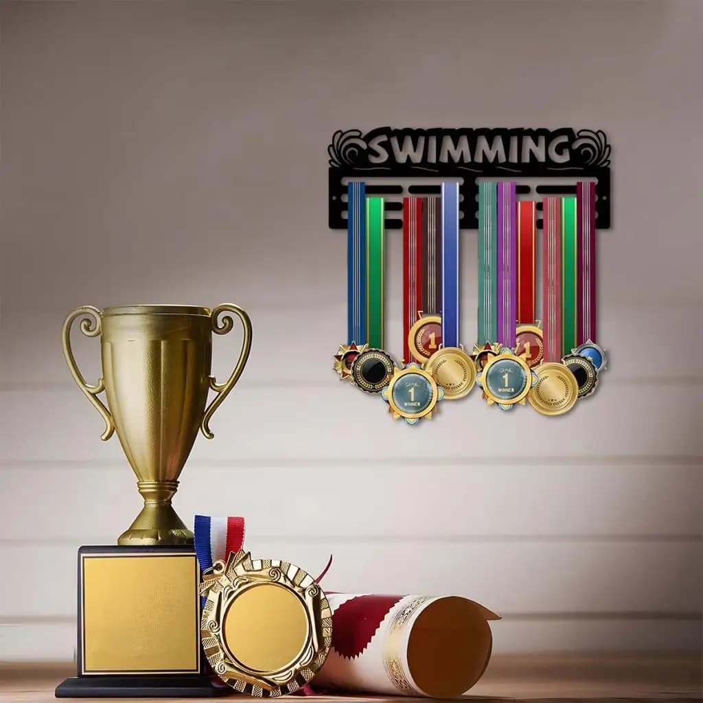 Iron Medal Holder Wall Mounted Display Rack Trophy Board for Athletes Sports Awards Gym