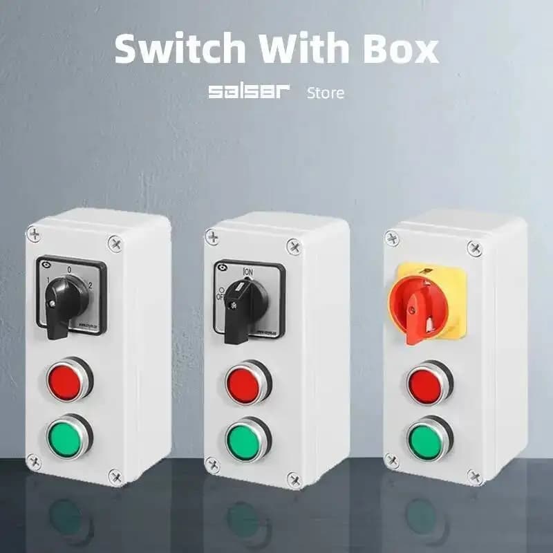 Cam Switch Push Button 3P Box Emergency Stop OFF-ON Silver Contact Start Stop Power Control Waterproof Enclosure