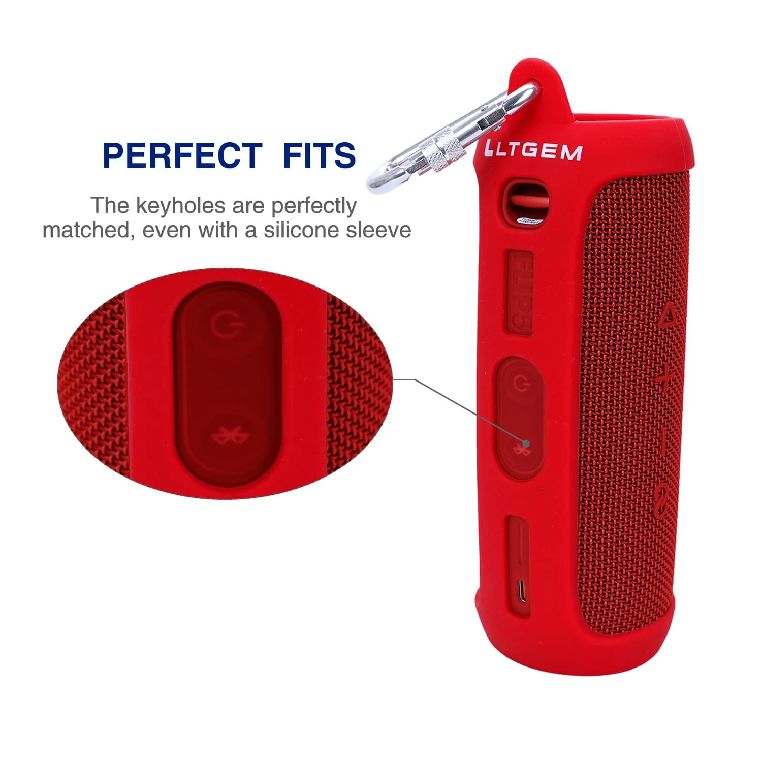 LTGEM Silicone Case Compatible with JBL FLIP 5, Waterproof Portable Bluetooth Speaker, Hard Case for Transport and Storage during Travel