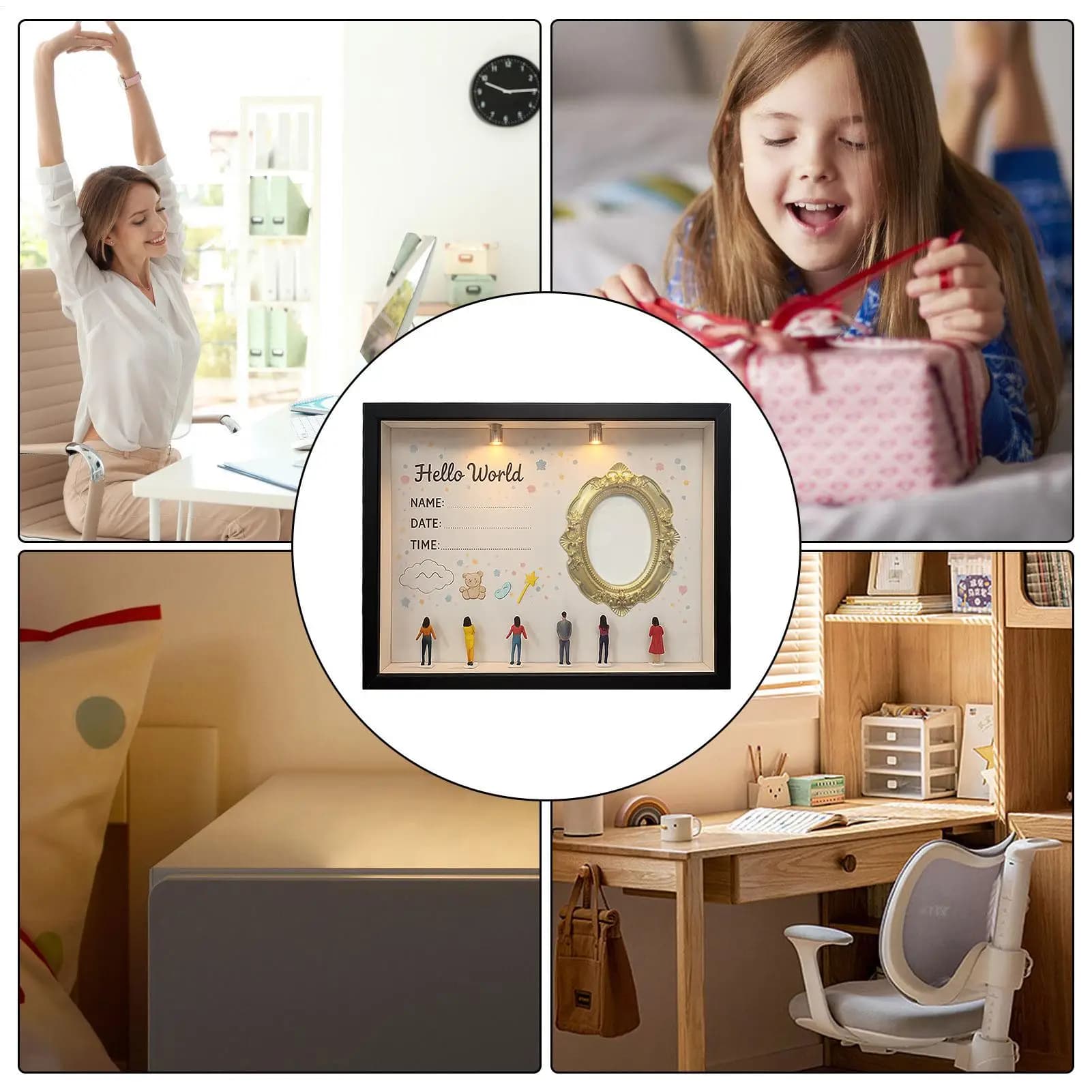 Mini Museum with Light, Aesthetic Decorative Frame for Children, Photo Box, Desk Decoration for Home, Family, Nido Asilo