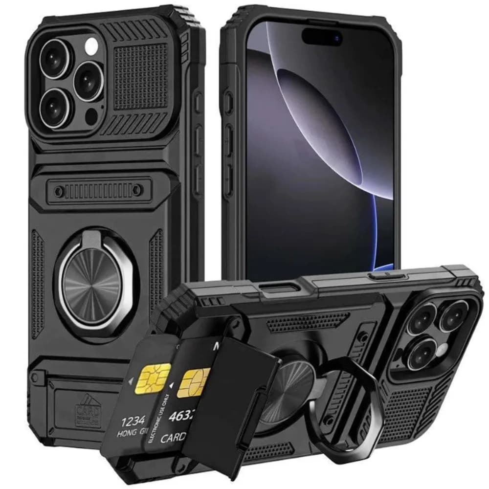 Custodia per iPhone 17 16 E 15 14 13 12 Pro Max 7 8 Plus 11 Anello ruotato magnetico Cavalletto Custodia a portafoglio resistente con protezione anticaduta