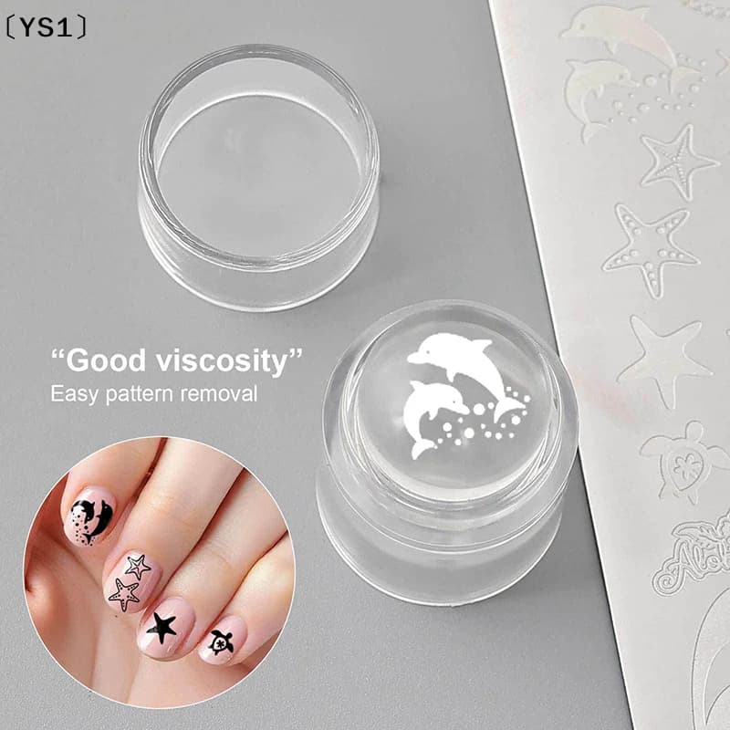 prudentYS1 processesSilicone nail stamp effect jelly with scraper, transparent nail mold, for printing decorations with nail polish, manicure tools