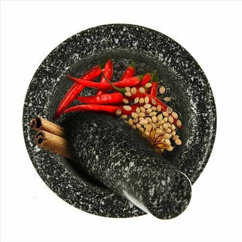 ABUN-2X Set di pestelli con motivo in granito Set da cucina per smerigliatrice solida per smerigliatrice per spezie in pietra