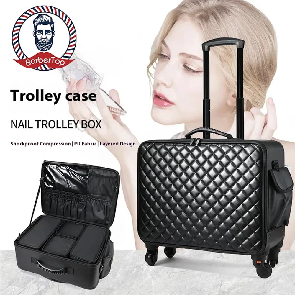 Travel bag for makers, luggage, cosmetic brushes, with wheels, beauty tools organizer, suitcase with wheels for artists