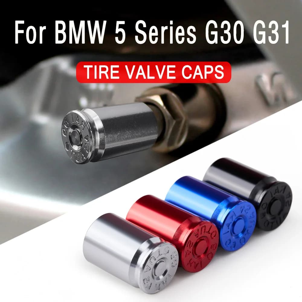 Car Wheel Tire Valve Caps Tyre Stem Covers Airdust Waterproof 4PCS For BMW 5 Series G30 G31 2018~2023 2020 Accessories
