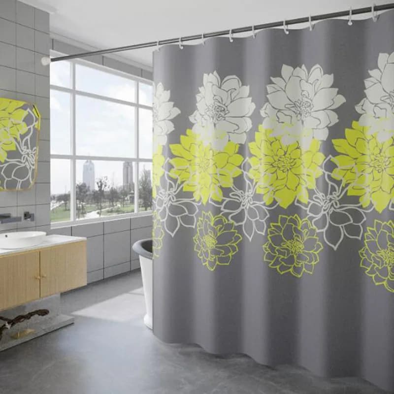Polyster Peony Pattern tenda da doccia tenda da bagno addensata impermeabile con ganci accessori per la decorazione del bagno tessili per la casa