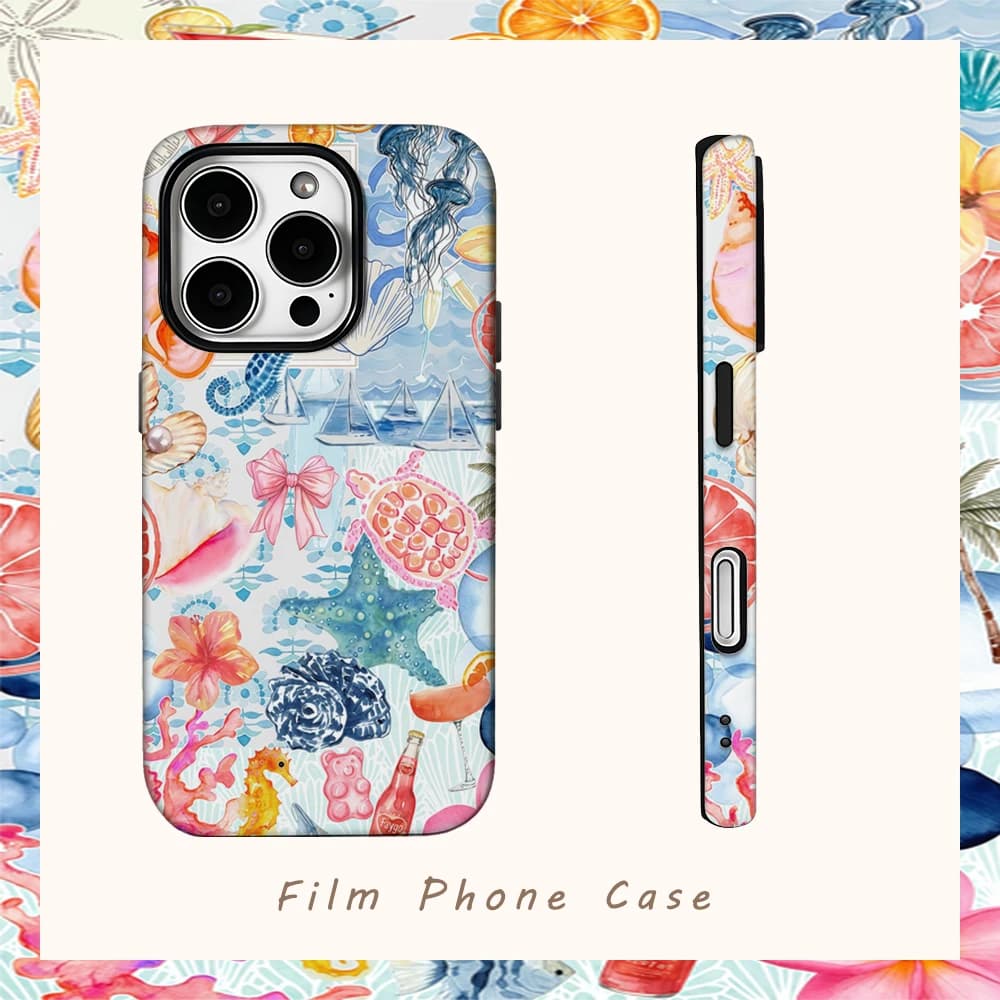 Custodia per telefono blu Ocean Life per IPhone 16 15 14 13 12 11 X XS XR XSMAX 7 8 Pro Max Plus Cover posteriore a doppio strato