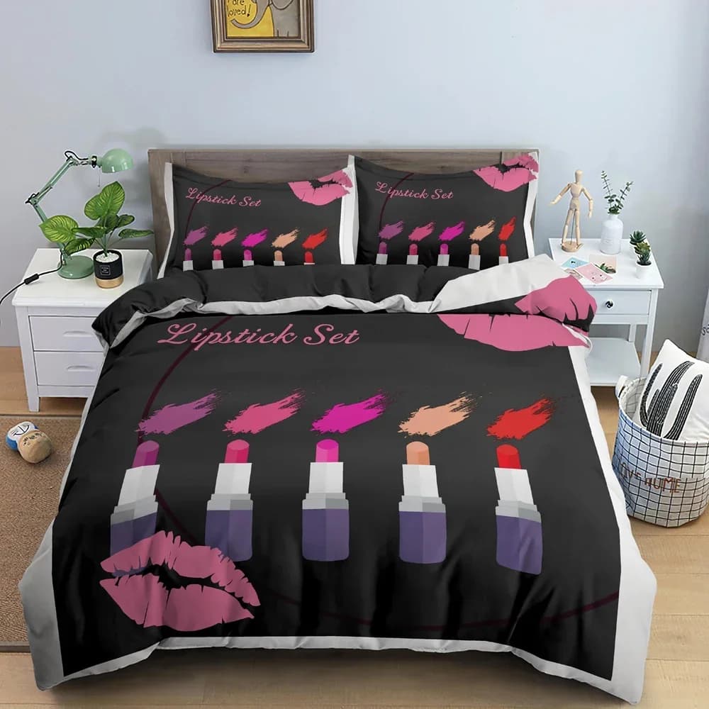 Cosmetici da donna alla moda Comodo copripiumino copripiumino Federa Set biancheria da letto Decorazione camera da letto per bambini Tessili per la casa
