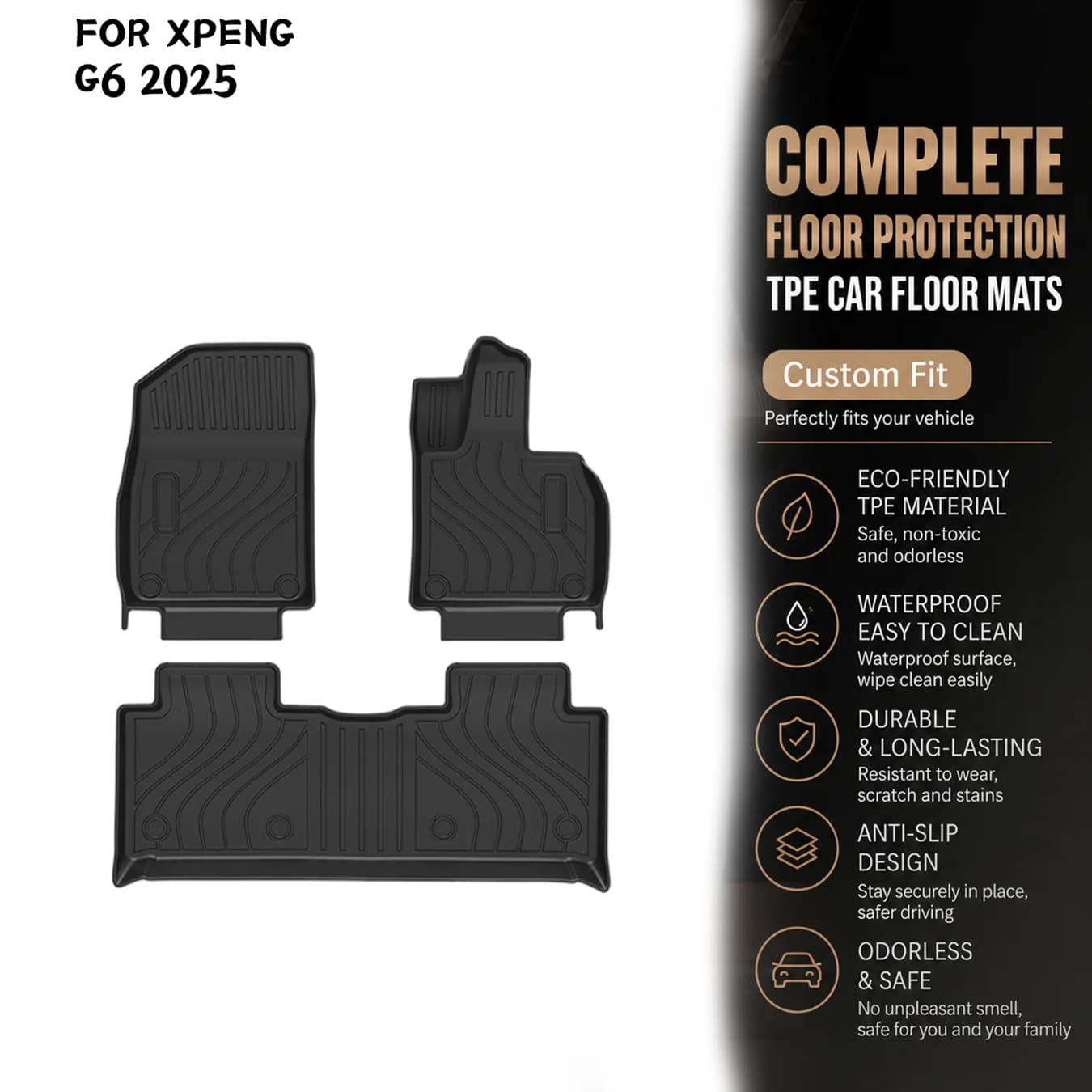 [RHD]XPENG G6 2025 Four Seasons Waterproof and Anti-Slip TPE Floor Mat for Cars.