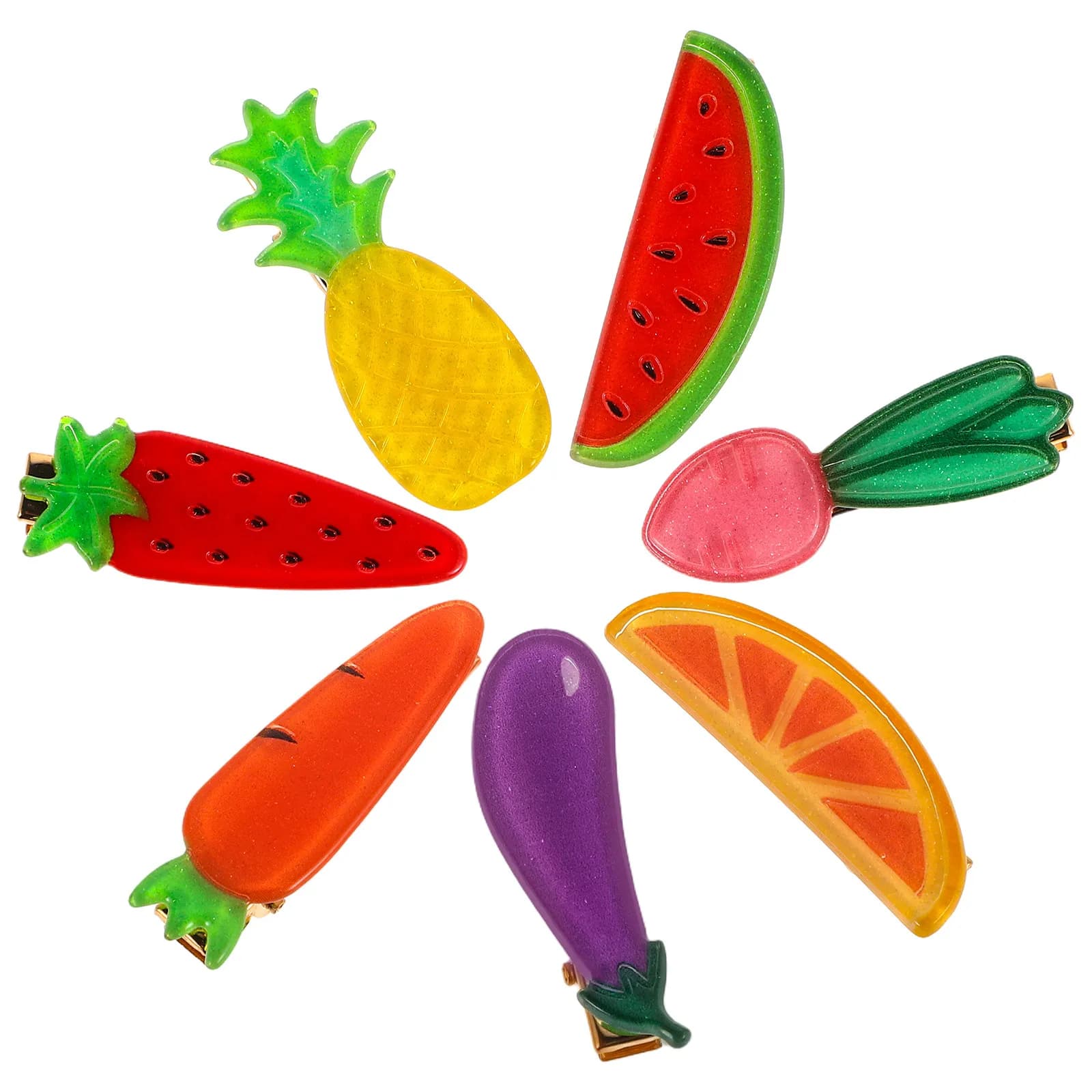 1Set Fruit Vegetable Hair Clips for Women Cute Playful Bangs Clip Lightweight Portable Fashion Accessory for Daily Party Travel