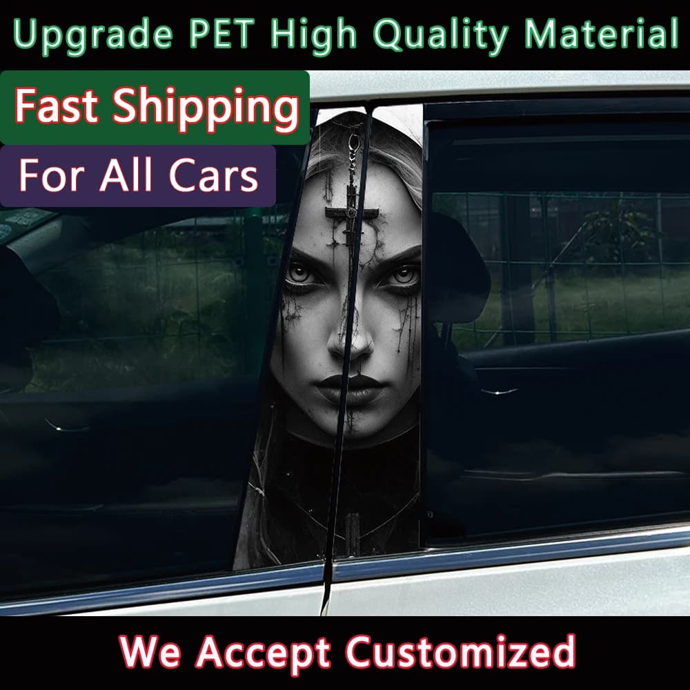 Adesivi per auto suora gotica Auto pilastro B colonna centrale per auto decorazione copertura graffi decalcomanie impermeabili accessori per auto