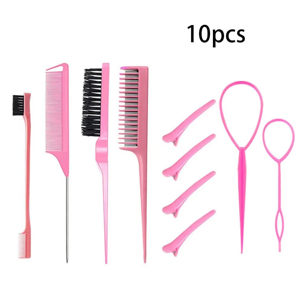 10pcs Of Hair Care Tools Hair Breakers Hair Edge Brush Hair Coloring Comb Hair Teasing Comb Set Hair Straightening Comb Set