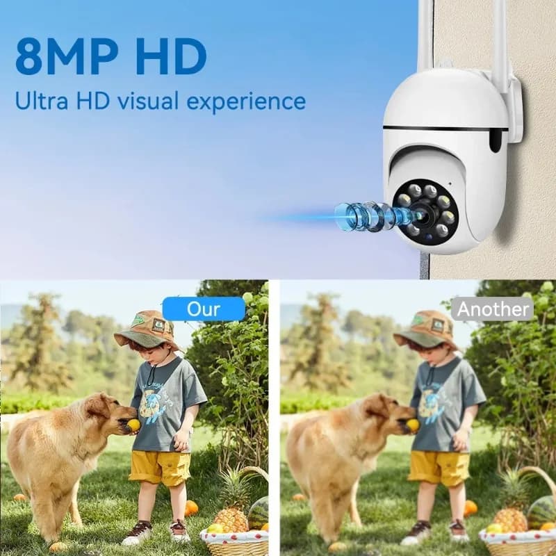Telecamera di Sicurezza O-Kam Pro 8MP con Wi-Fi 2.4G: Zoom 5X, Sorveglianza Interna, Tracciamento Wireless e Allarme